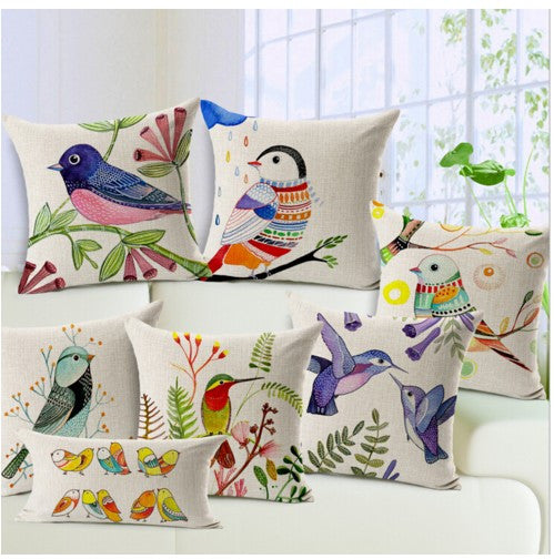 Colorful Birds Almofadas Decorative Pillow